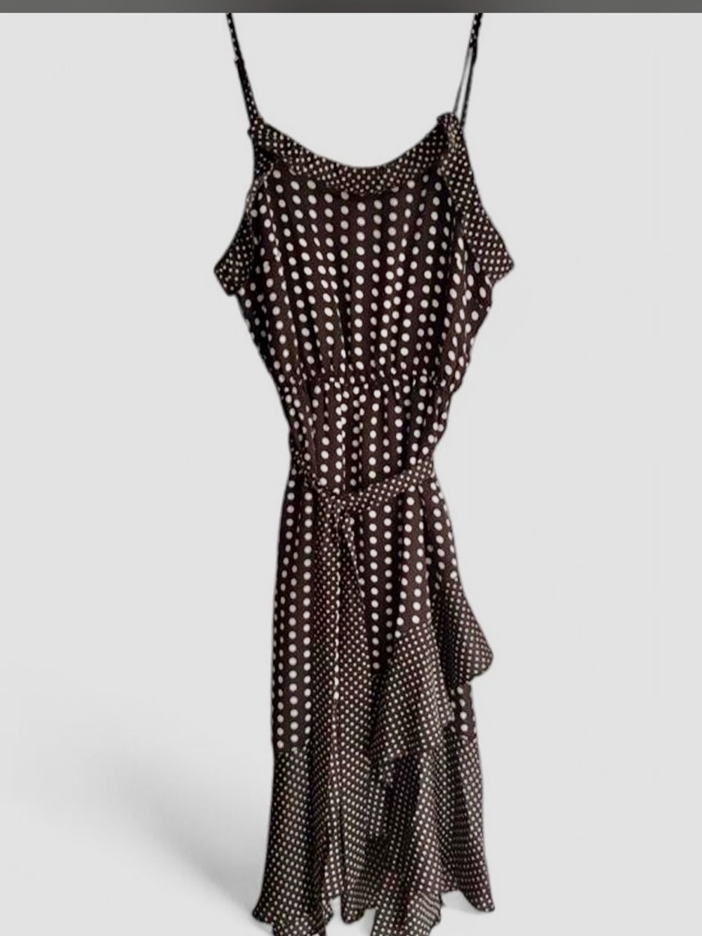 Beulah Black and White Polka Dot Ruffled Slip Dress-NWOT.